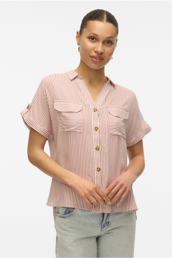 VMBUMPY SS SHIRT WVN NOOS 10310139 Nostalgia Rose/Snow white